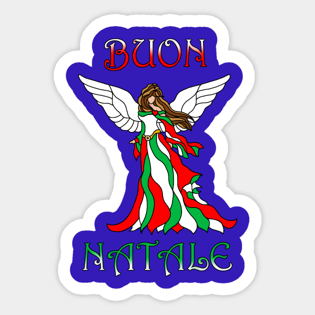 Buon Natale Stained Glass Italian Christmas Angel Sticker by Art by Deborah Camp